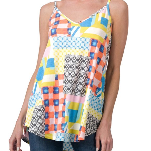 NWT ZENANA PRINT FRONT & BACK REVERSIBLE SPAGHETTI CAMI - Picture 1 of 7